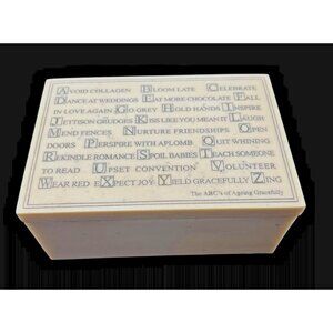 Jewelry Trinket Box etched “The ABC's of Ageing Gracefully”  Marble Signed 2005